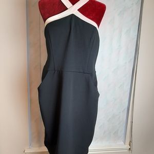 BISOU BISOU Black, White Halter style dress